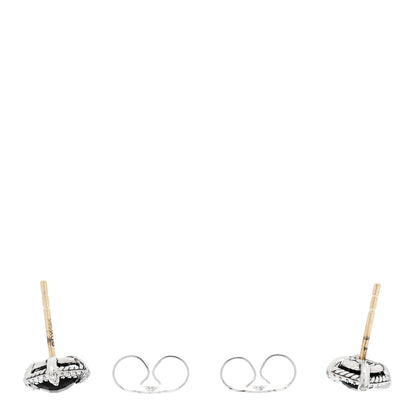David Yurman Sterling Silver Diamond Black Onyx Petite 5mm Chatelaine Bezel Earrings 3 of 5