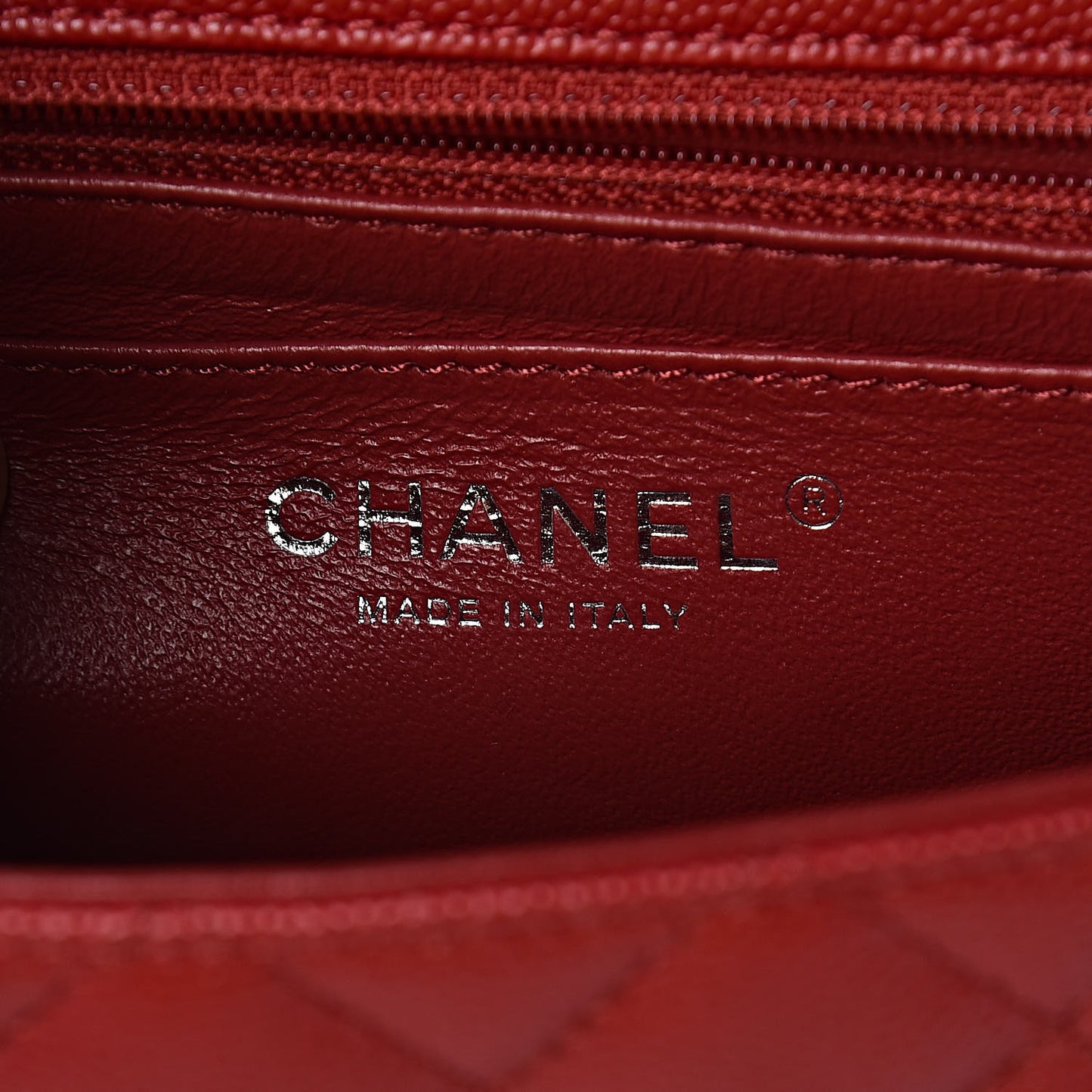 Caviar Quilted Mini Rectangular Flap Red
