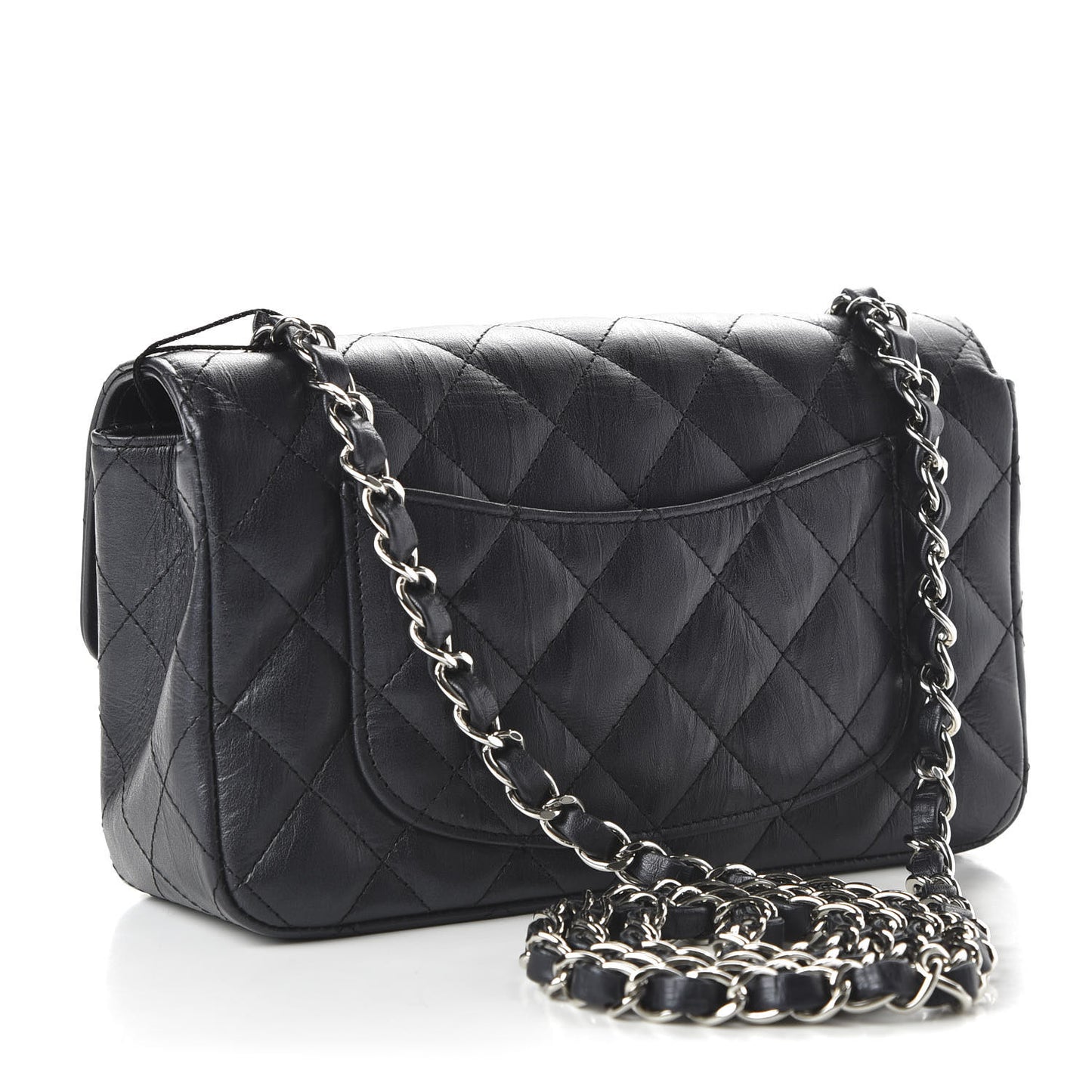 Calfskin Quilted Mini Rectangular Flap Black