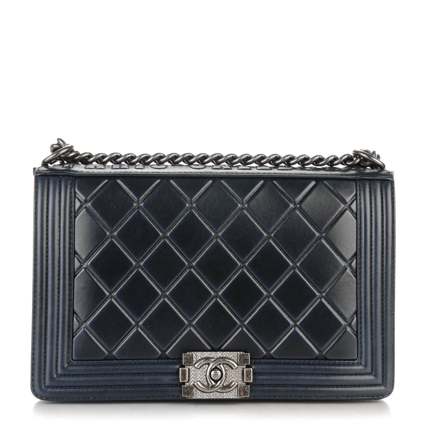 Calfskin Embossed New Medium Paris Salzburg Boy Flap Black