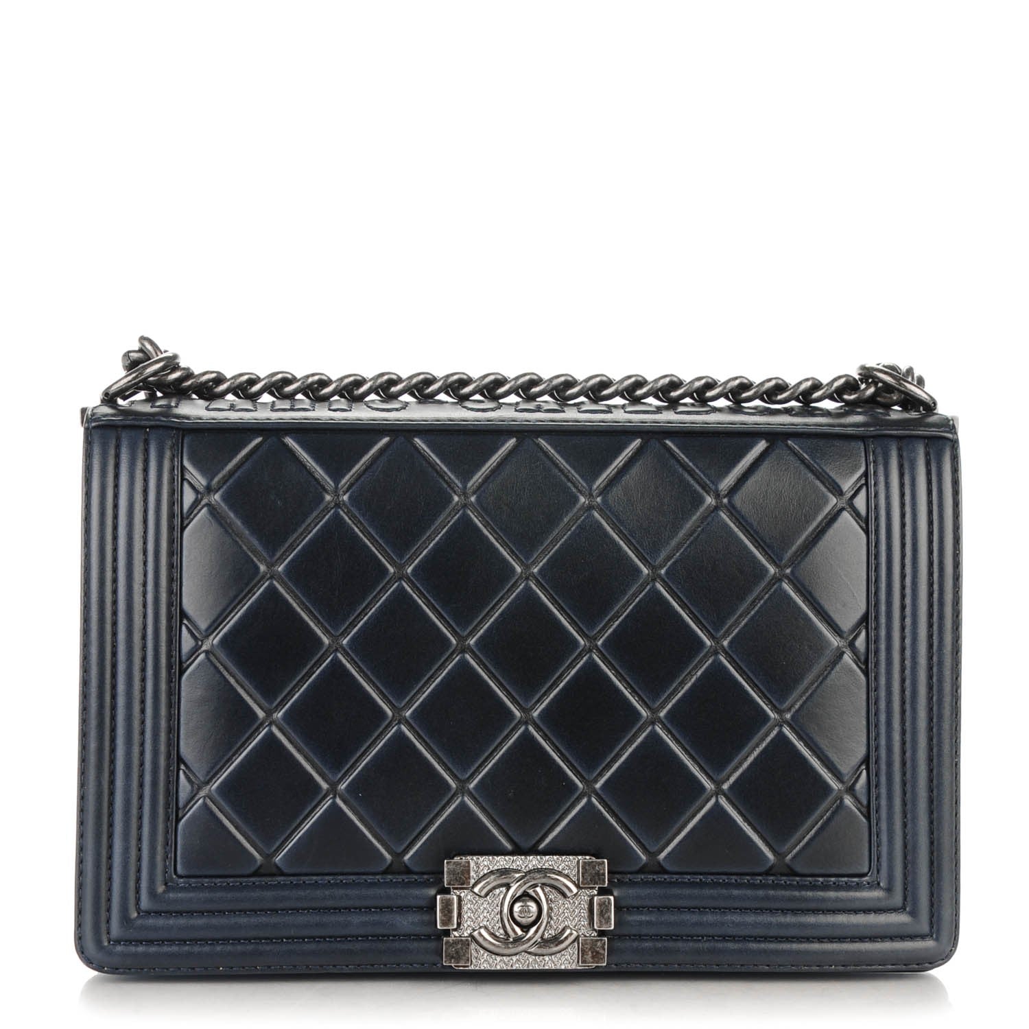 Chanel Calfskin Embossed New Medium Paris Salzburg Boy Flap Black 1 of 8