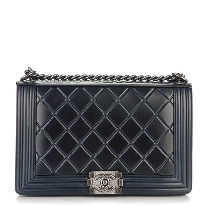 Chanel Calfskin Embossed New Medium Paris Salzburg Boy Flap Black 1 of 8