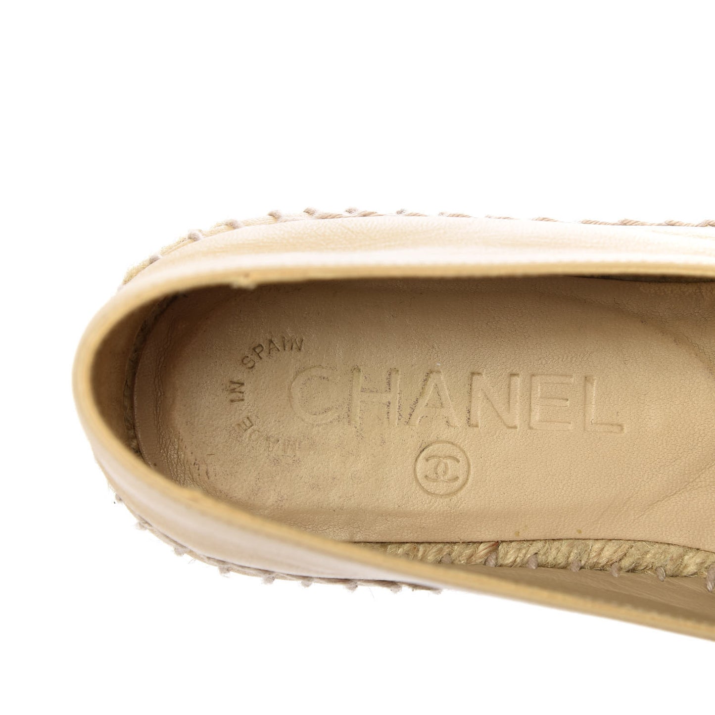 Lambskin CC Espadrilles 36 Beige Black