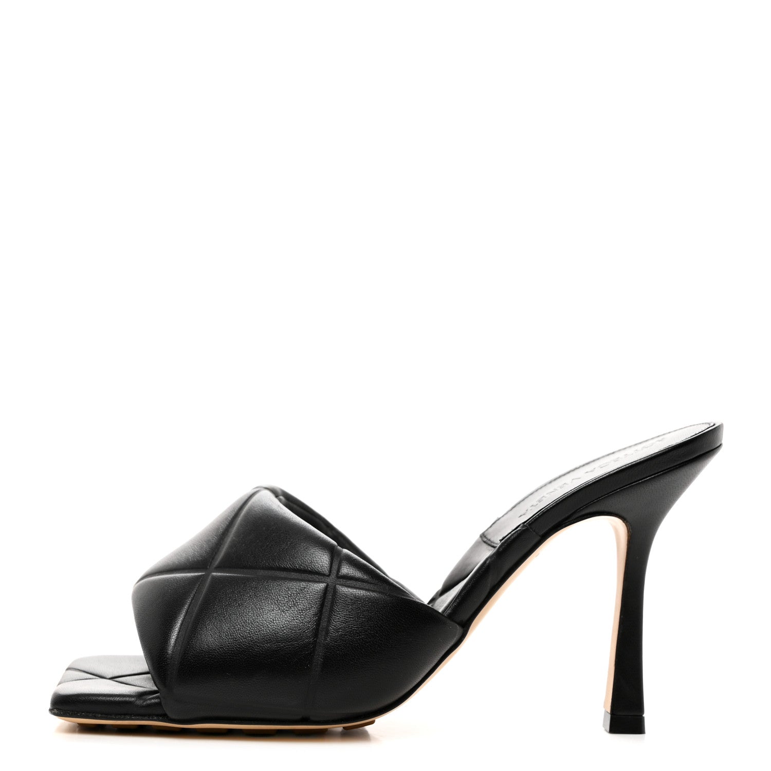 Bottega Veneta Nappa Quilted Rubber Lido Mule Sandals 38 Black 1 of 8