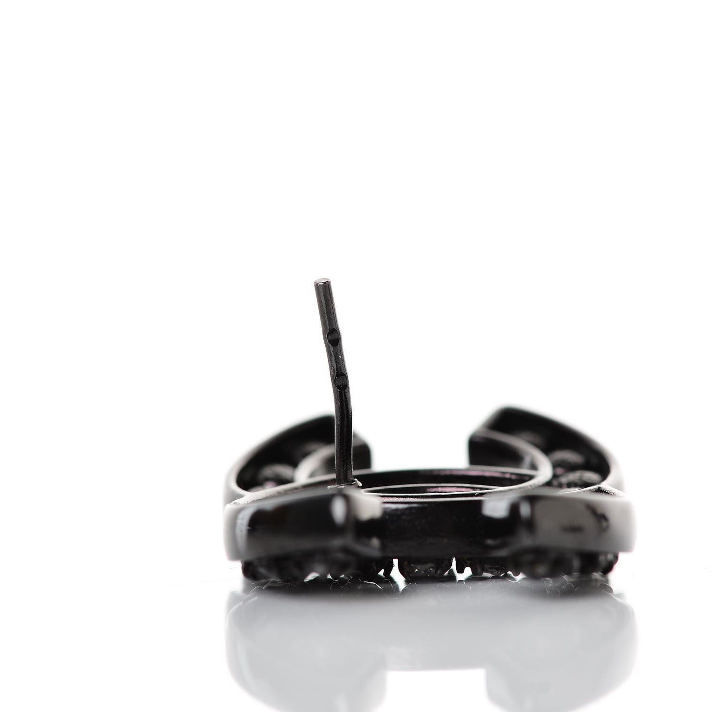 Crystal CC Earrings Black Silver