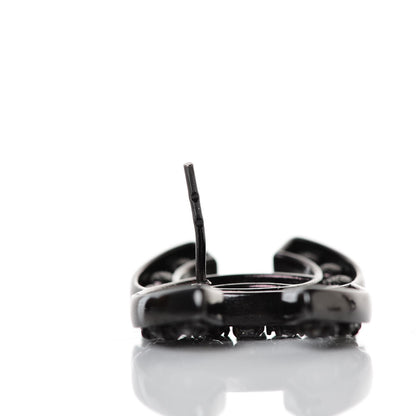 Chanel Crystal CC Earrings Black Silver 6 of 6