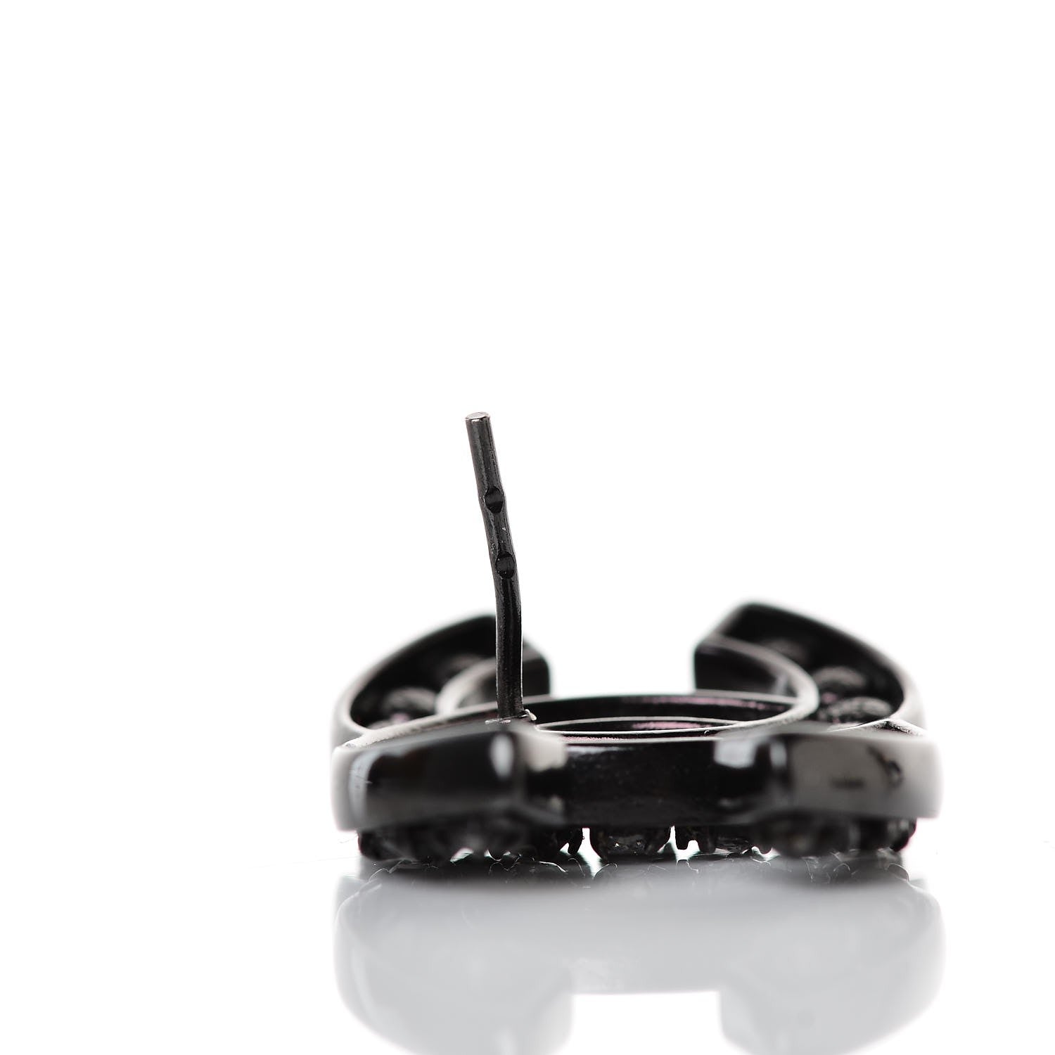 Chanel Crystal CC Earrings Black Silver 6 of 6