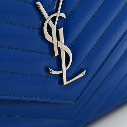 Saint Laurent Patent Grain De Poudre Matelasse Chevron Monogram Chain Wallet Blue Majorelle 12 of 16
