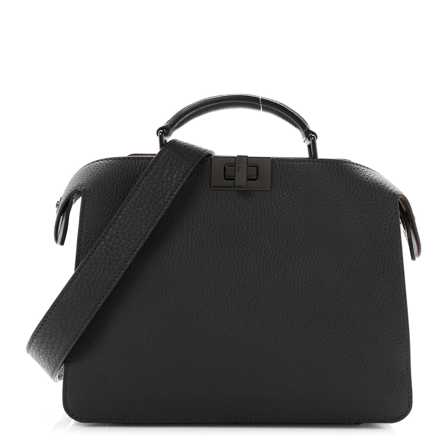 Cuoio Romano Vitello Cover Glazed Fabric Bi-Color FF 1974 Mini Peekaboo I SEE U Satchel Asfalto Praline Tobacco Moro