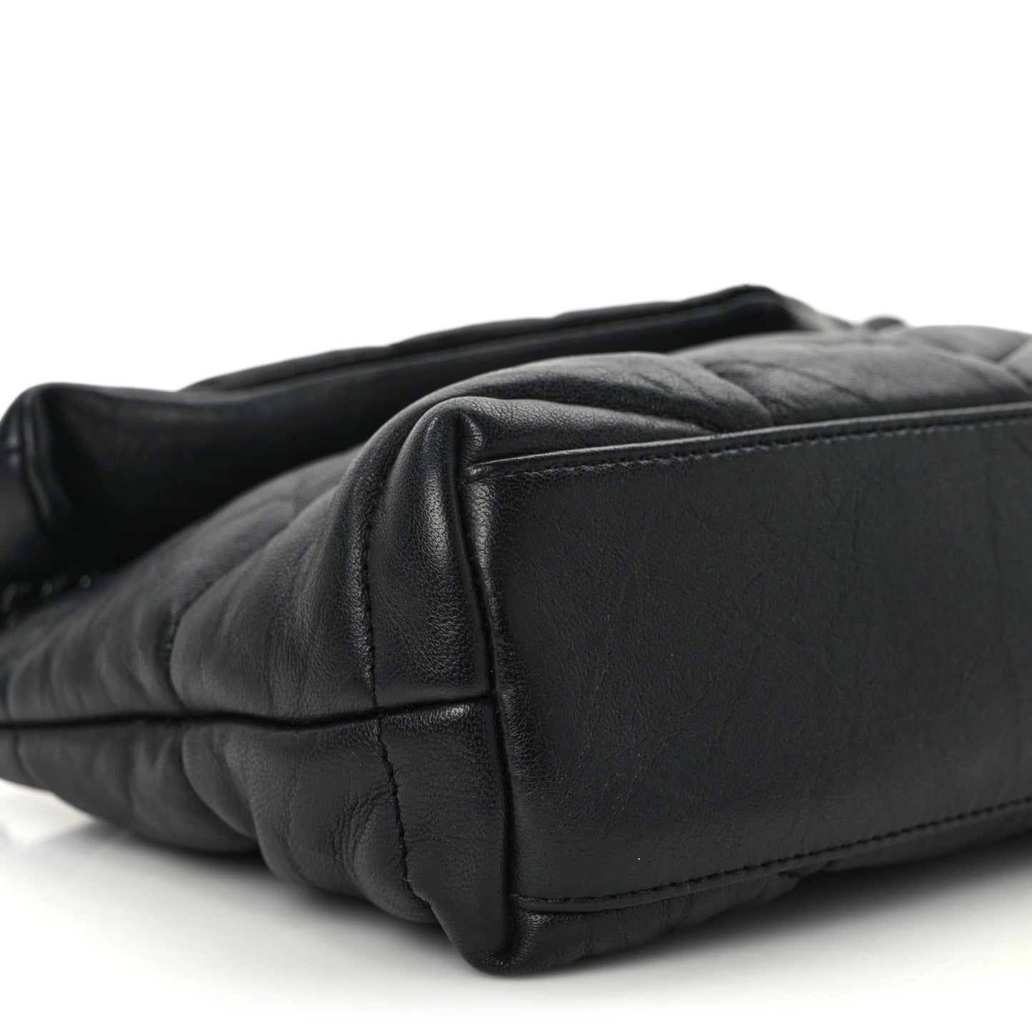 Calfskin Quilted Toy Loulou Puffer Monogram Monochrome Chain Satchel Black