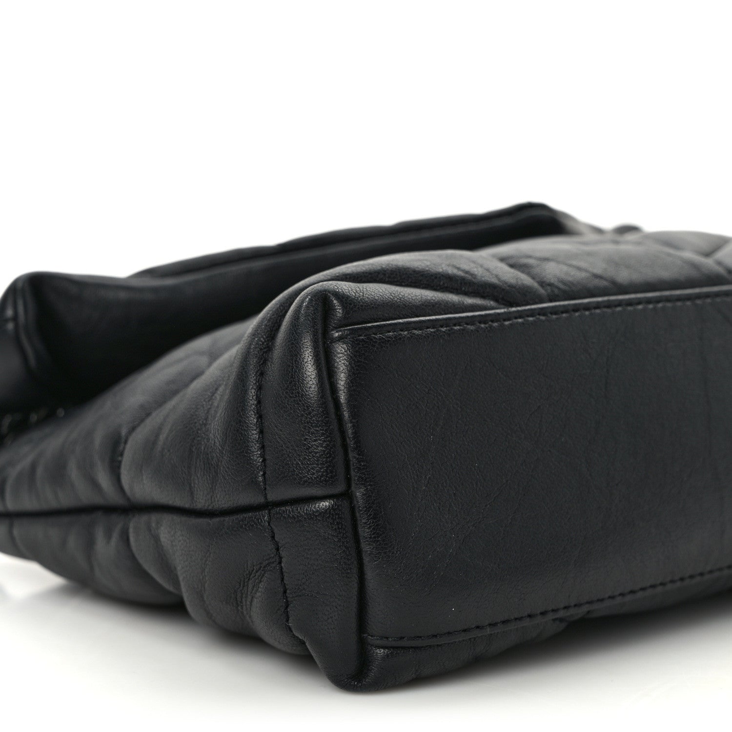 Saint Laurent Calfskin Quilted Toy Loulou Puffer Monogram Monochrome Chain Satchel Black 9 of 13