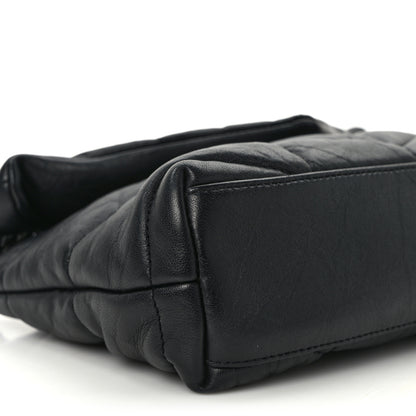 Saint Laurent Calfskin Quilted Toy Loulou Puffer Monogram Monochrome Chain Satchel Black 9 of 13