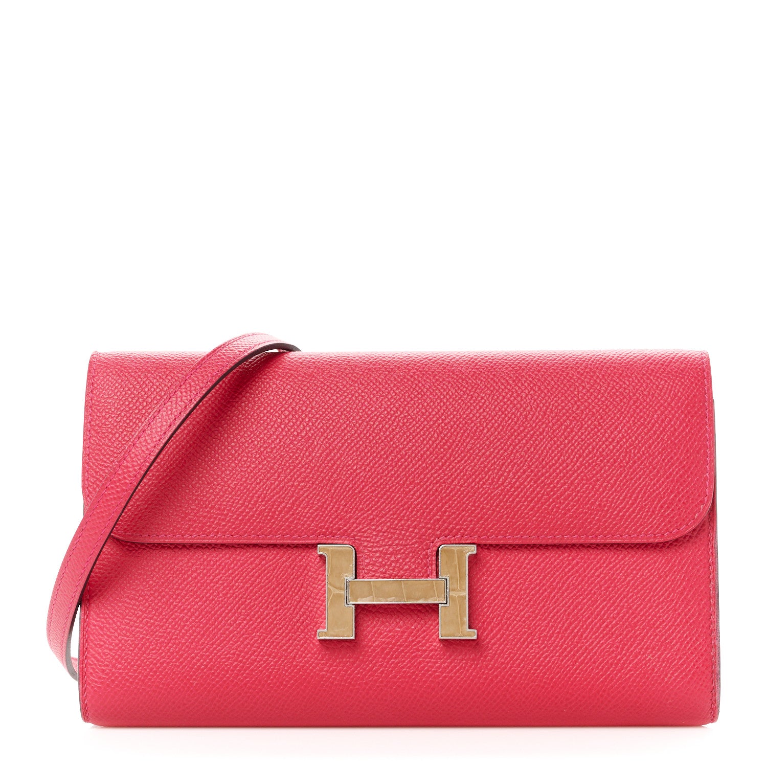 Hermes Epsom Alligator Constance Wallet To Go Rose Extreme Sable 1 of 14