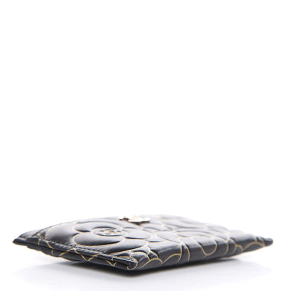 Chanel Lambskin Camellia Embossed Card Holder Black Gold 4 of 9