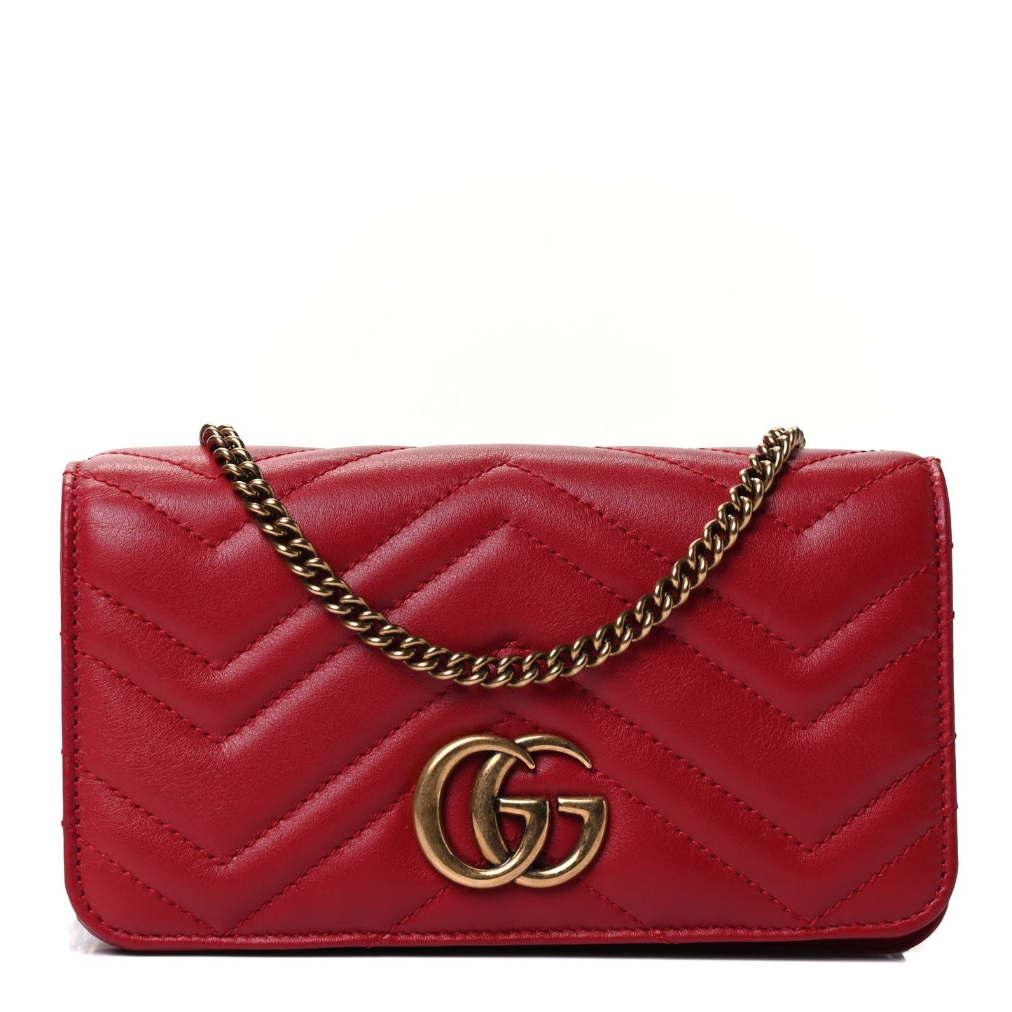 Calfskin Matelasse GG Marmont Mini Bag Hibiscus Red