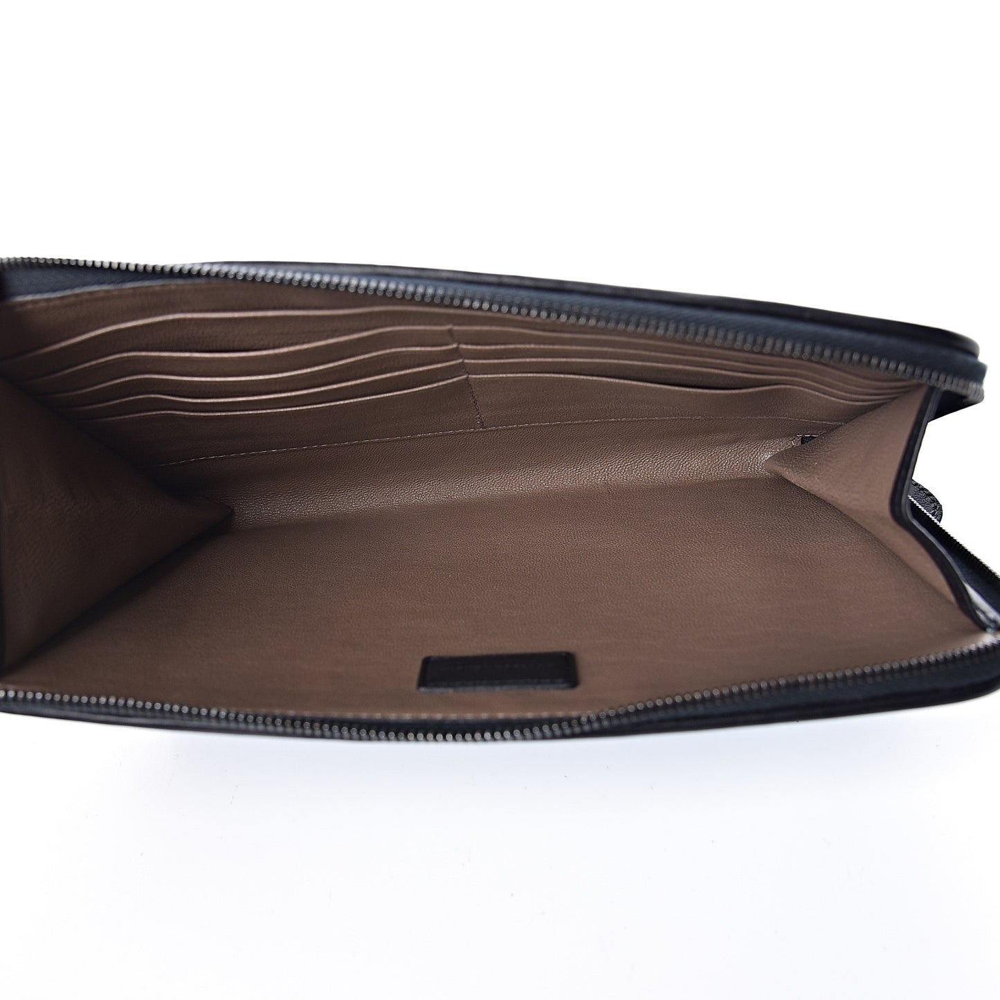 Nappa Intrecciato Flat Zip Pouch Light Blue Black