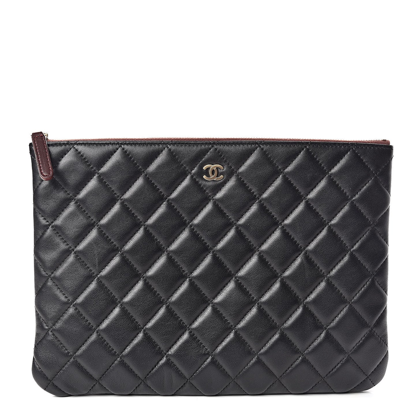 Lambskin Quilted Medium Cosmetic Case Black