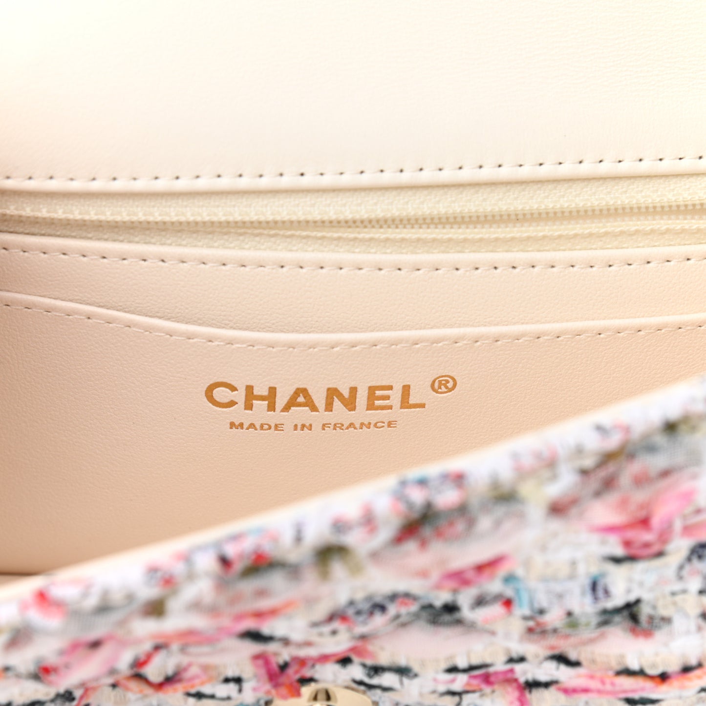 Tweed Quilted Mini Rectangular Flap White Pink Multicolor