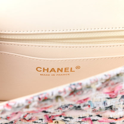 Chanel Tweed Quilted Mini Rectangular Flap White Pink Multicolor 6 of 11