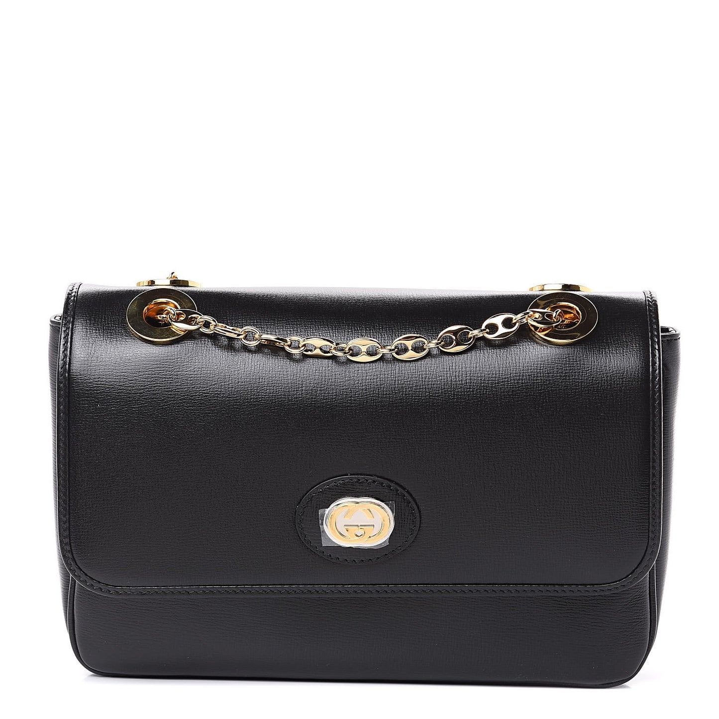 Azalea Calfskin Small Marina Chain Shoulder Bag Black