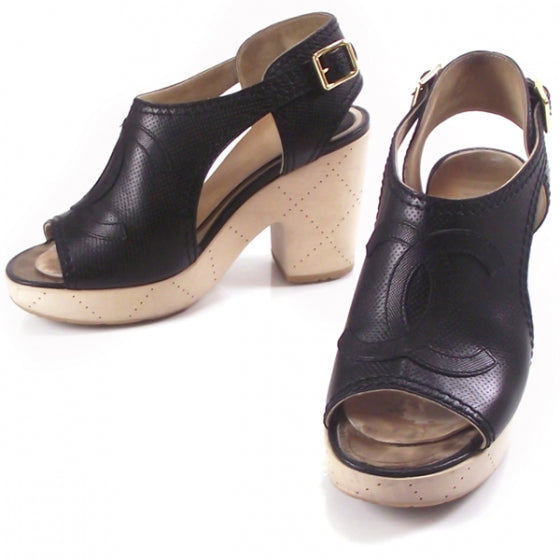 Chanel Leather Perforated Clogs 37.5 1 of 8