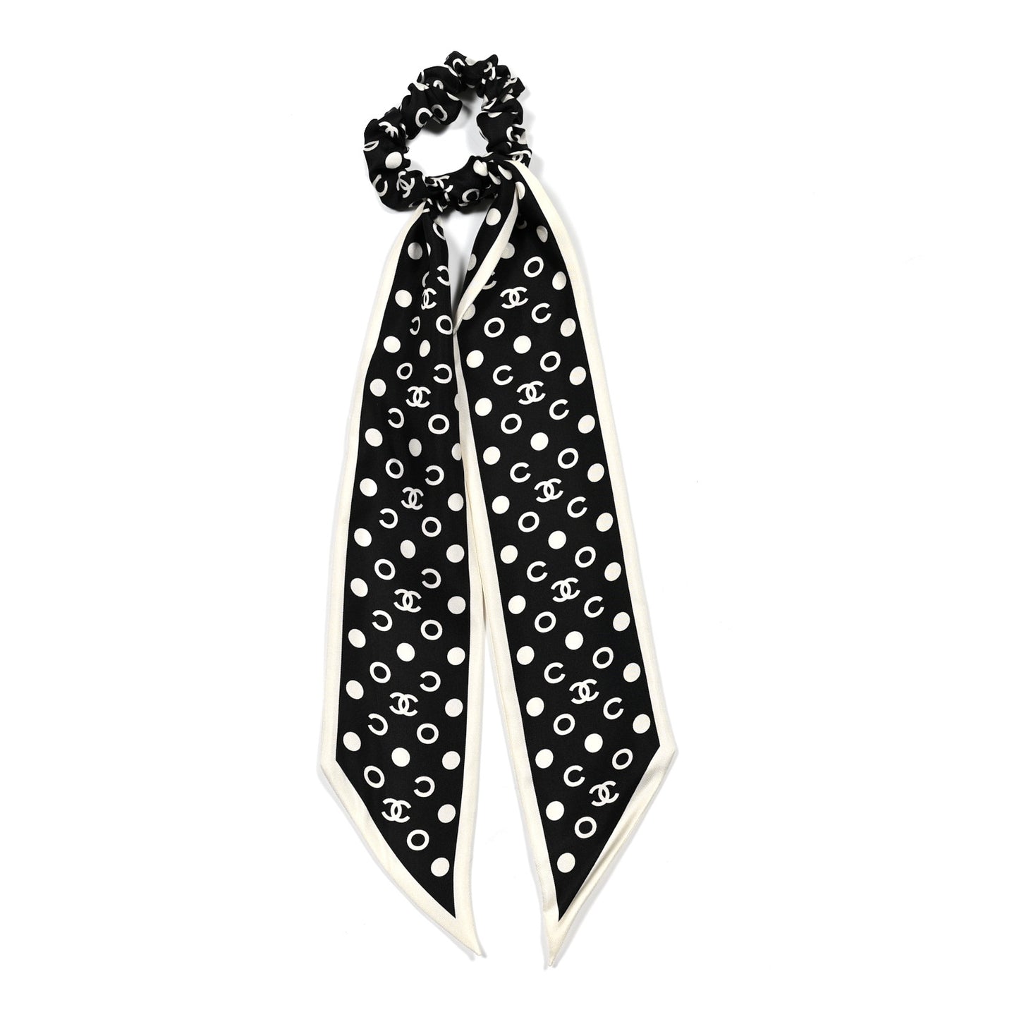 Silk CC Twilly Hair Tie Black White