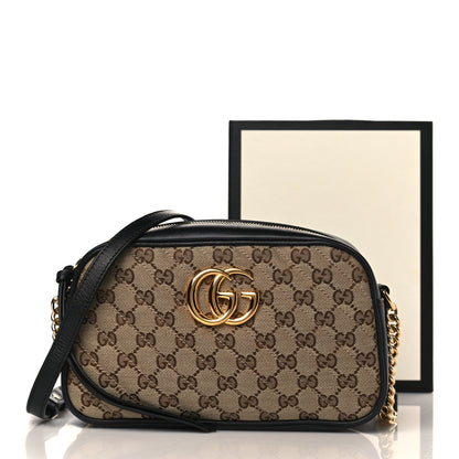 Gucci Monogram Matelasse Diagonal Small GG Marmont Chain Shoulder Bag Beige Black 10 of 10