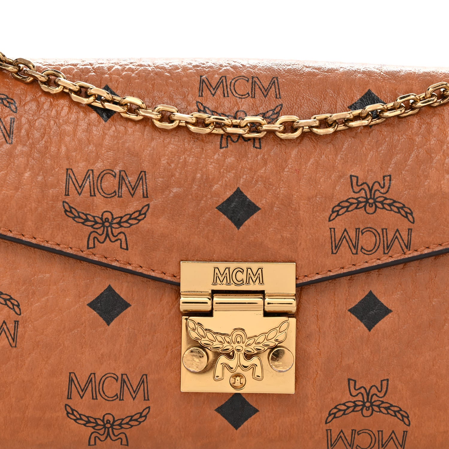 MCM Visetos Tracy Crossbody Cognac 7 of 11