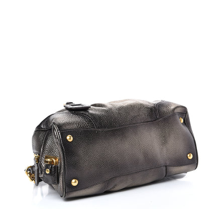 Prada Metallic Vitello Daino Shoulder Bag Piombo 3 of 14