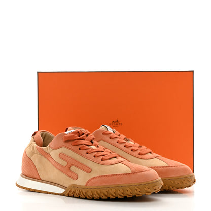 Hermes Suede Goatskin Jet Sneakers 40 Beige Natura Orange Nacarat 8 of 8