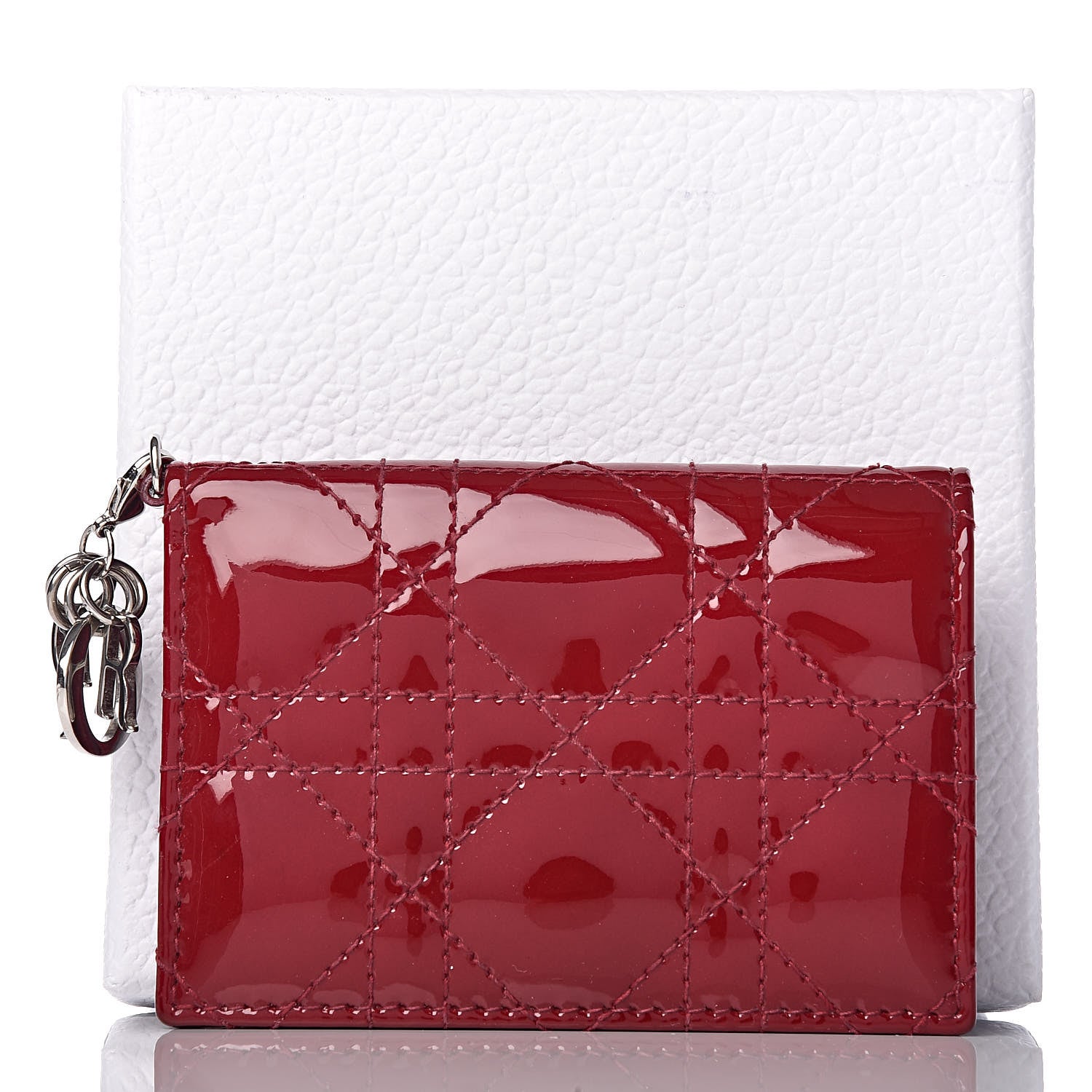 Christian Dior Patent Cannage Small Lady Dior Flap Card Holder Scarlet 11 of 11