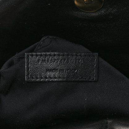 Saint Laurent Lambskin Quilted Medium Loulou Puffer Monogram Chain Satchel Black 11 of 12