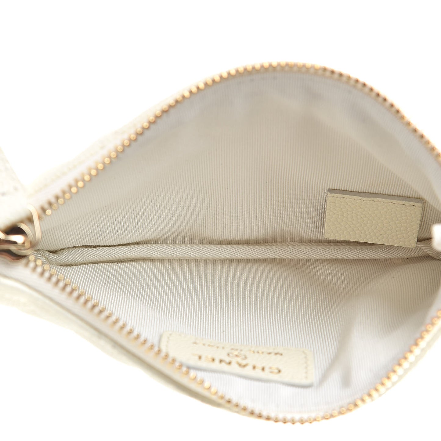 Caviar Quilted Small Cosmetic Case White