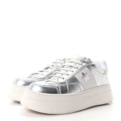 Christian Dior Metallic Calfskin Suede Dior Star Ors Platform Sneakers 39 Silver 4 of 9