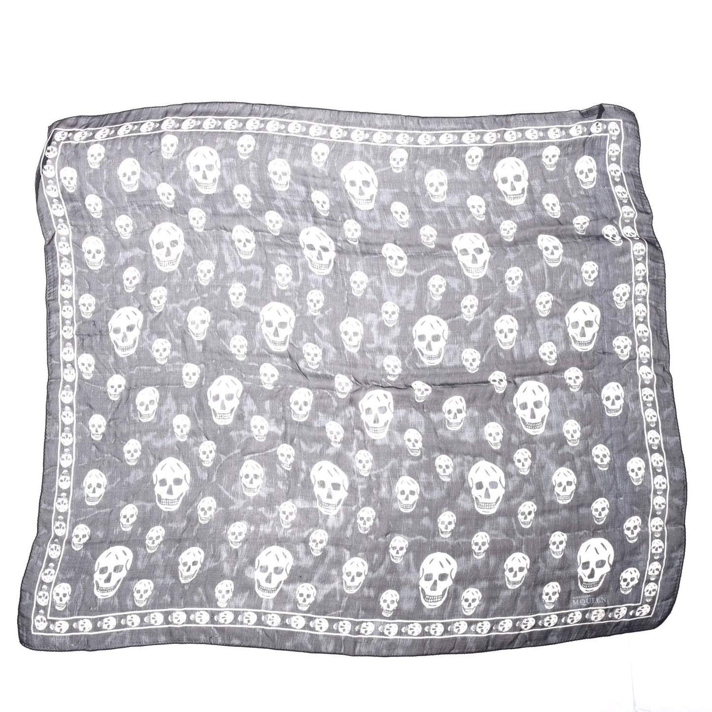 Silk Chiffon Skull Scarf Black Ivory