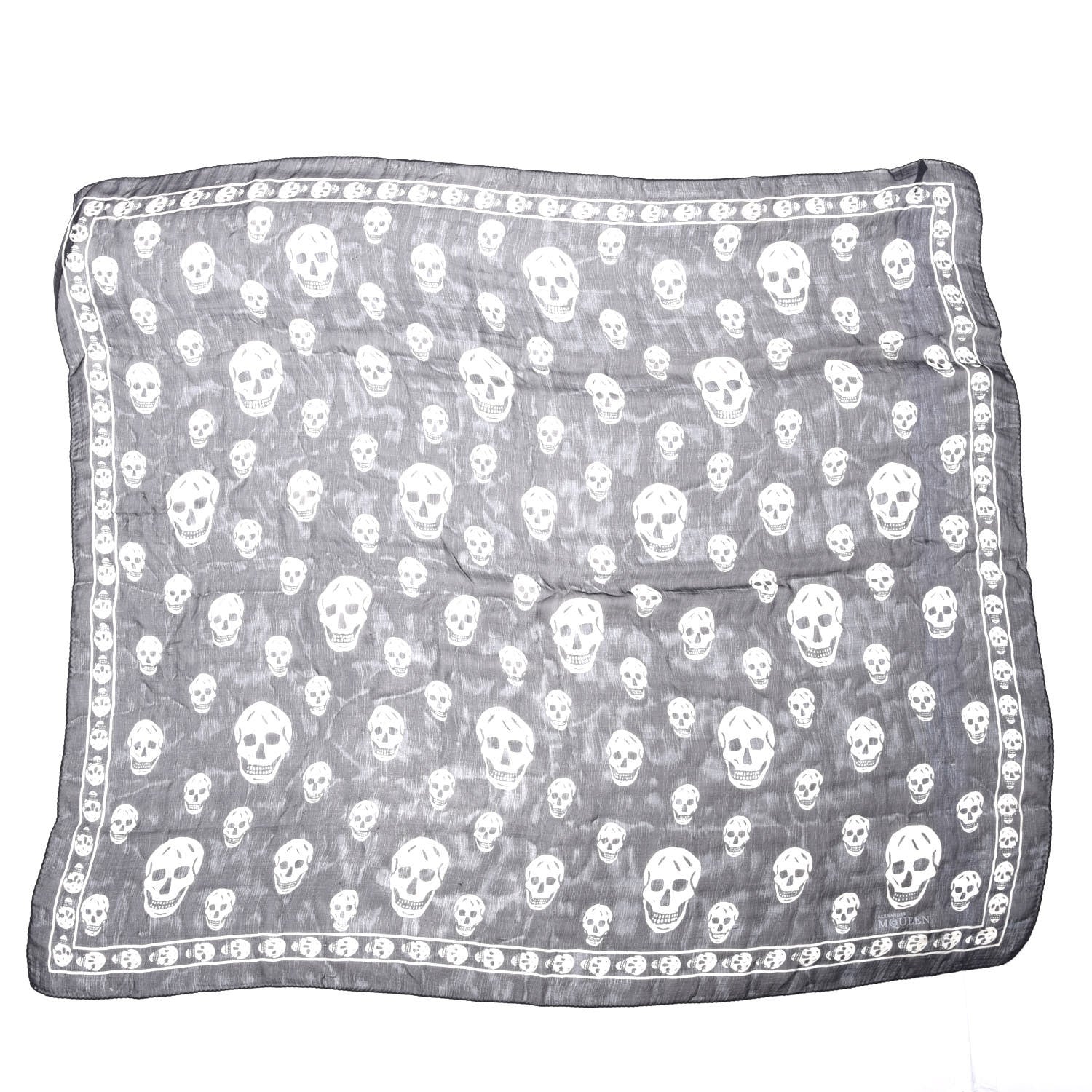 Alexander McQueen Silk Chiffon Skull Scarf Black Ivory 1 of 5
