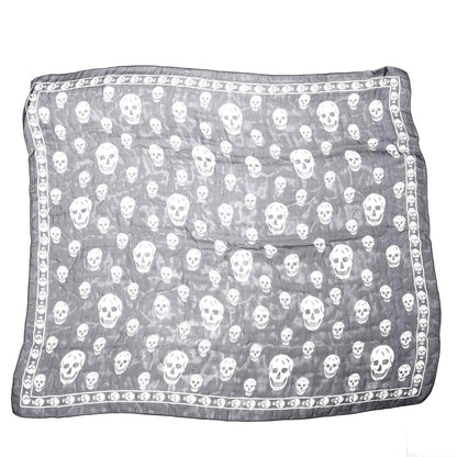 Alexander McQueen Silk Chiffon Skull Scarf Black Ivory 1 of 5