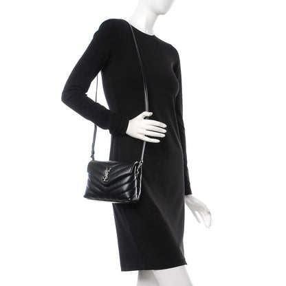 Saint Laurent Calfskin Y Quilted Monogram Toy Loulou Crossbody Bag Black 2 of 9