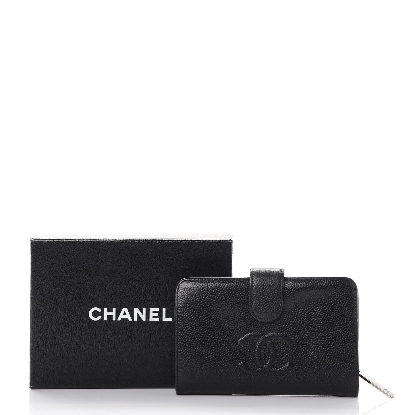 Caviar Timeless CC Zipped Pocket Wallet Black