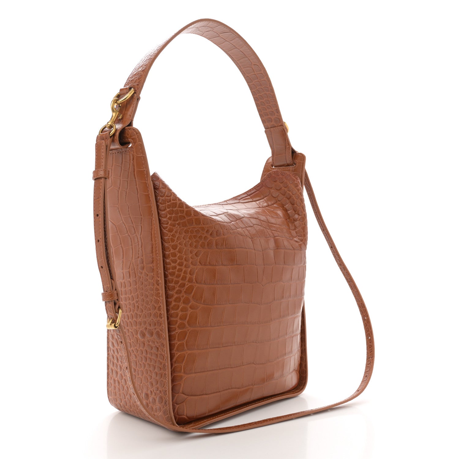 Balenciaga Extra Supple Calfskin Crocodile Embossed Small Tool 2.0 North-South Tote Camel 4 of 15