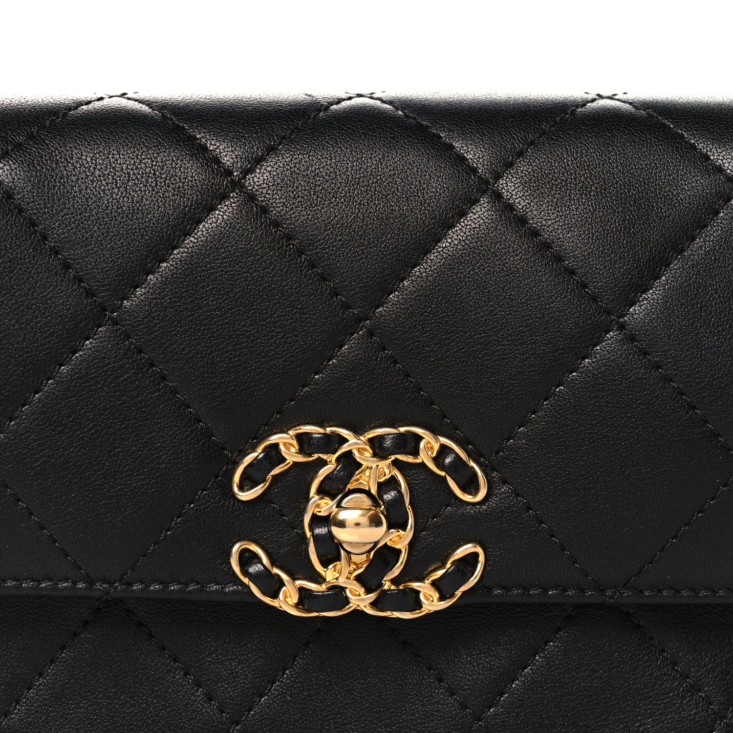 Chanel Lambskin Quilted Chain Infinity Waist Belt Bag Black 8 of 10