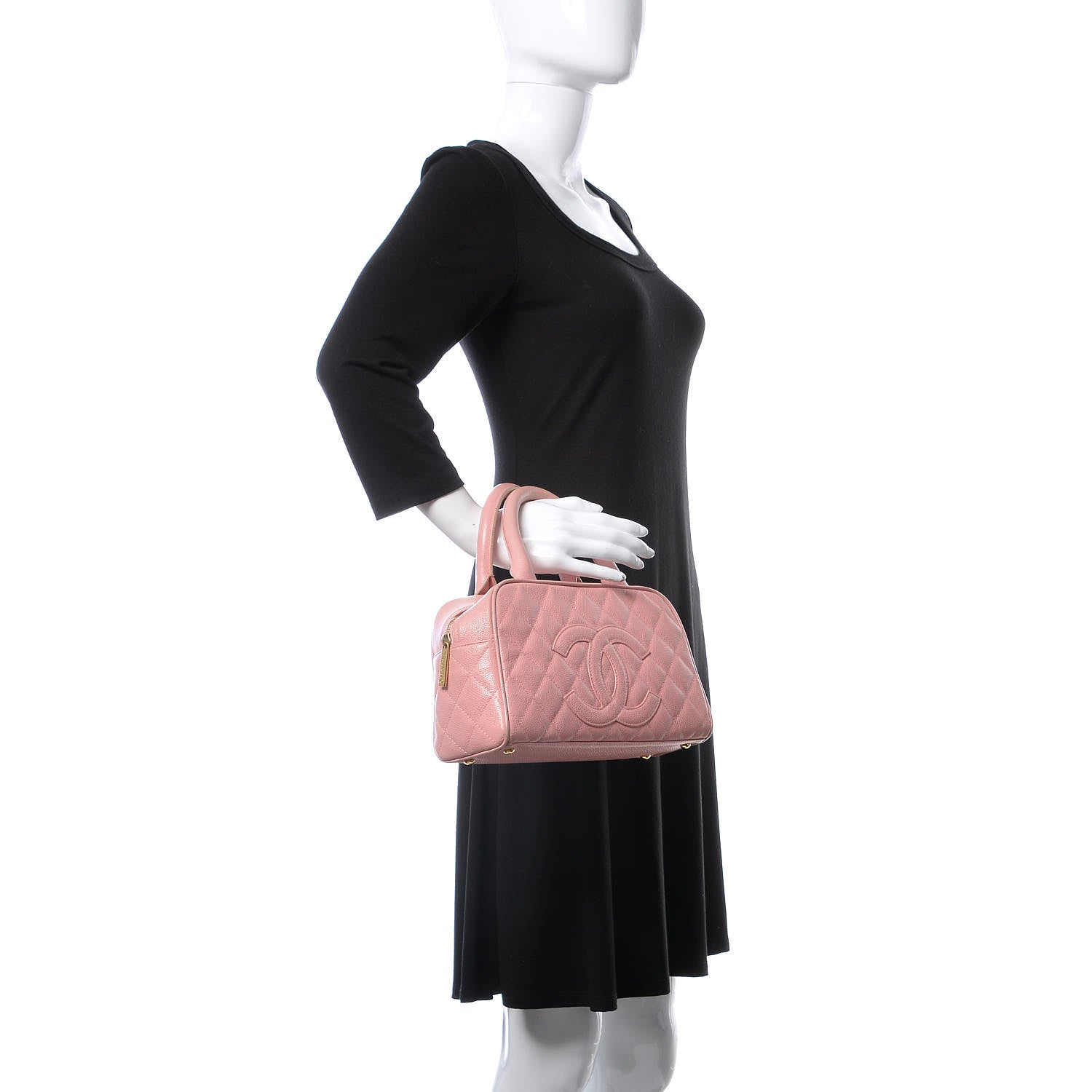 Chanel Caviar Quilted Small Bowler Pink 2 of 20