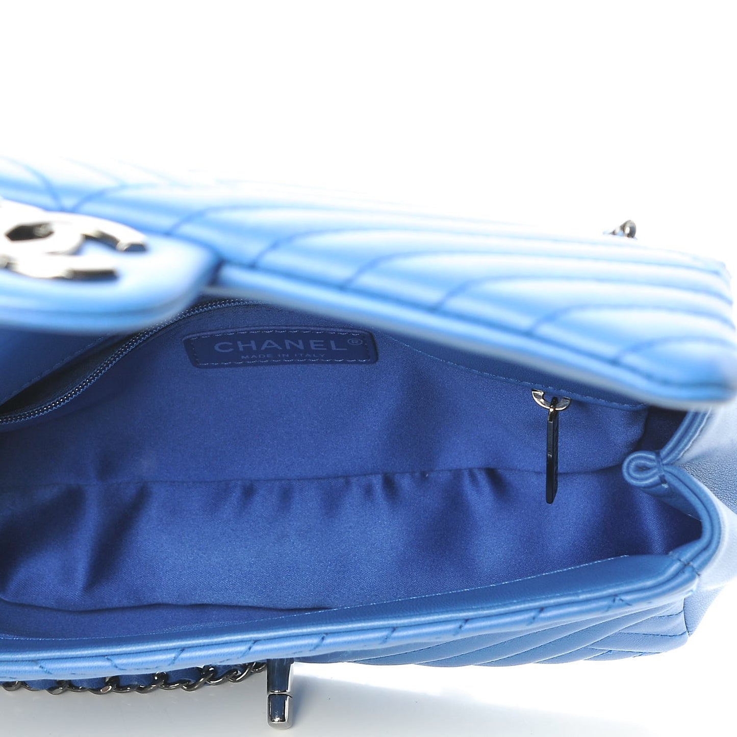 Lambskin Quilted Small CC Crossing Flap Blue