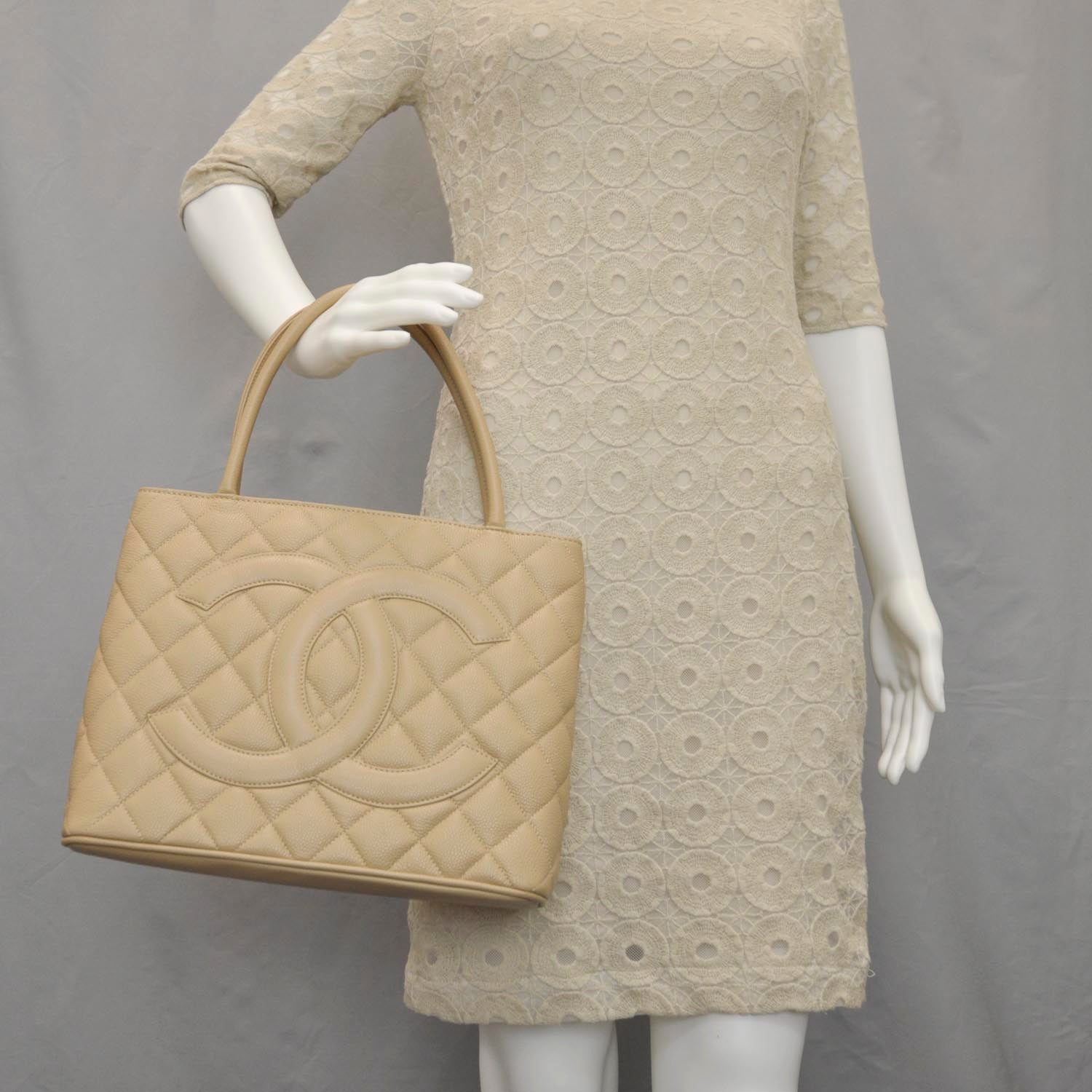 Chanel Caviar Quilted Medallion Tote Beige 2 of 9