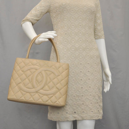 Chanel Caviar Quilted Medallion Tote Beige 2 of 9