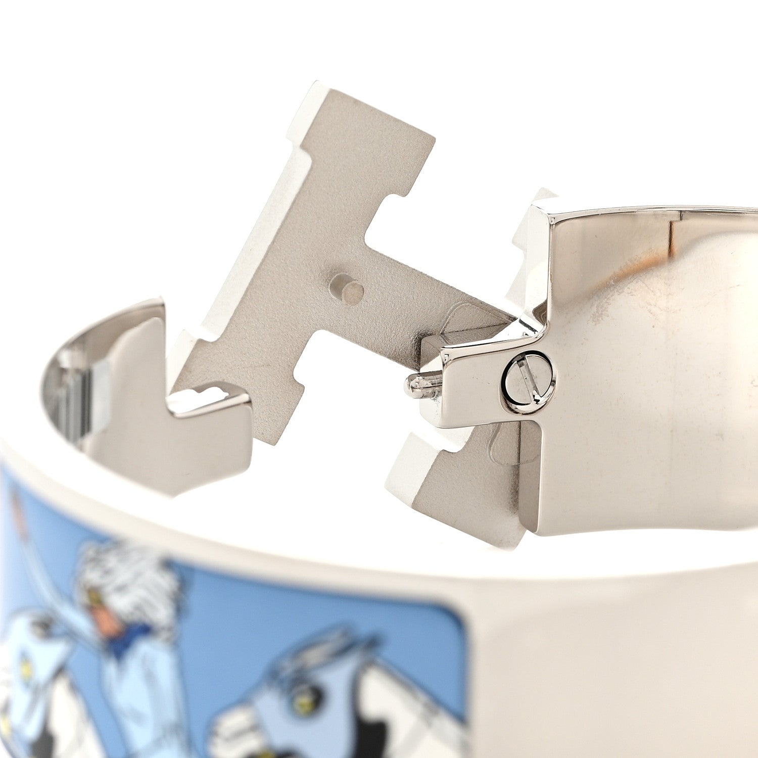 Hermes Enamel Printed Wide Les Mustangs II Clic Clac H Bracelet PM Ecume 7 of 8