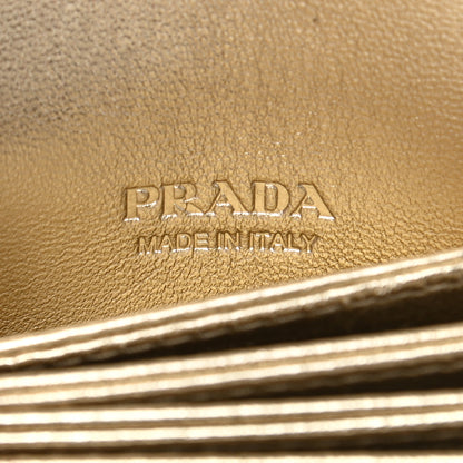 Prada Saffiano Triangle Mini Accordion Chain Wallet Pirite 6 of 7