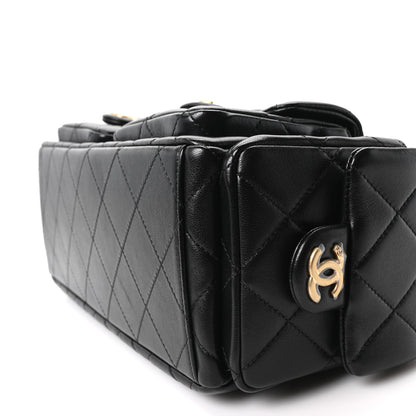 Chanel Shiny Lambskin Quilted Large Trendy Pockets Hobo Black 9 of 10