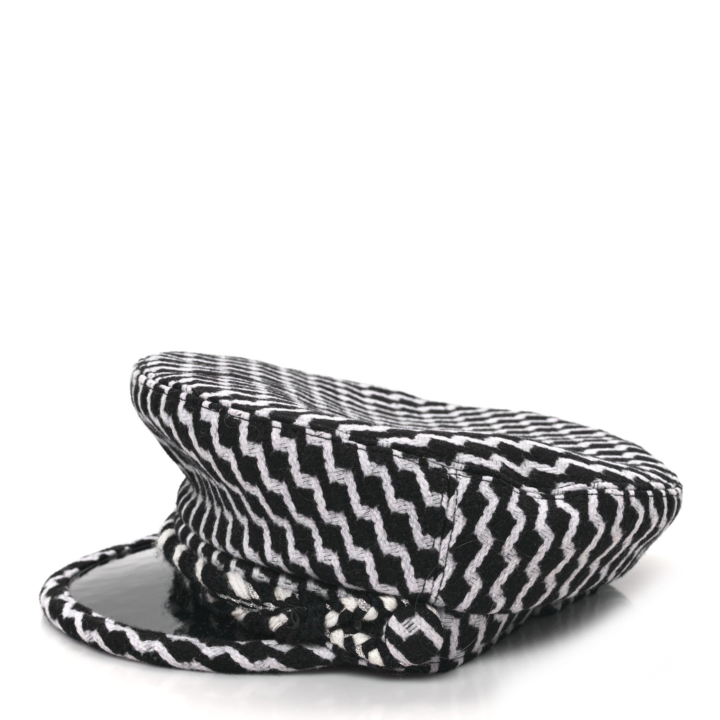 Wool PVC Paris Hamburg Sailor Cap Hat M Black White