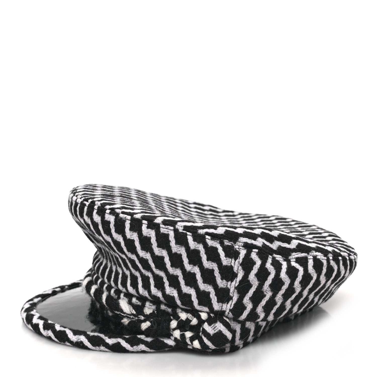 Chanel Wool PVC Paris Hamburg Sailor Cap Hat M Black White 3 of 8
